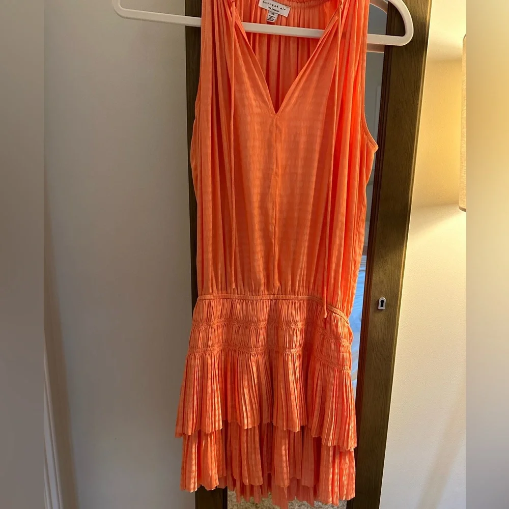 Cara Sleeveless Pleated Mini Dress - Orange Coral - Picture 3 of 5